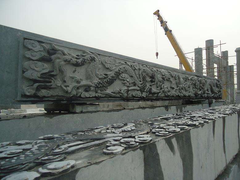 陕西石雕浮雕龙（龙柱）