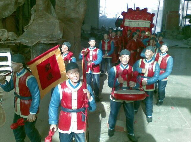 玻璃钢古代娶亲雕塑