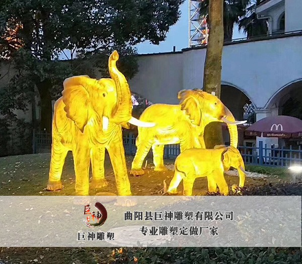 不锈钢灯光雕塑-大象